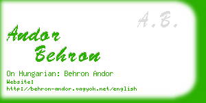 andor behron business card